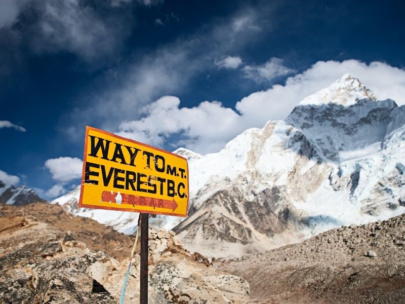 snowy everest and blue skies